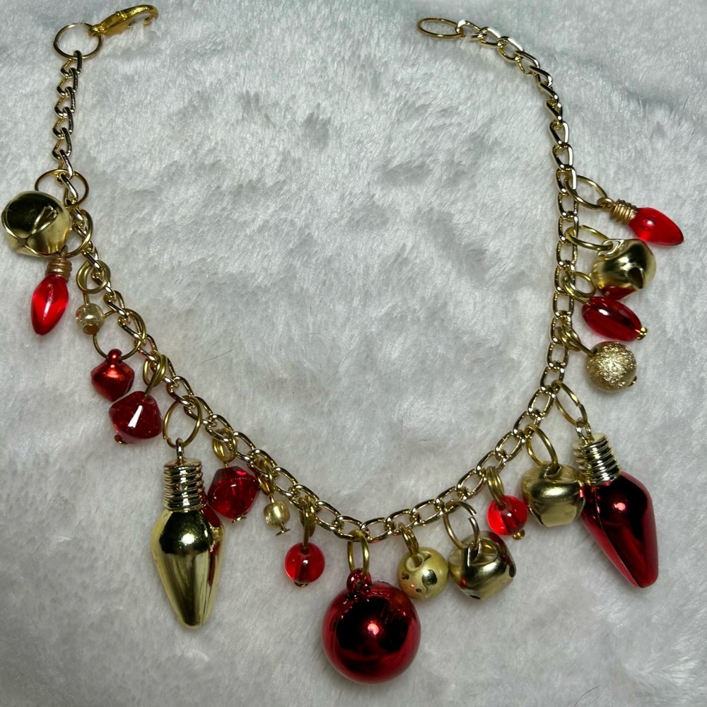 Red and Gold Christmas charm bracelet